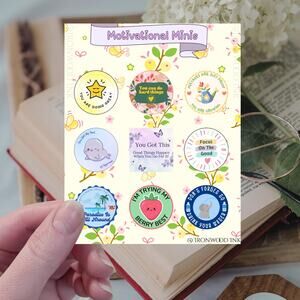 Motivational Minis Sticker Sheet Positive Message Garden Flowers Junk Journaling